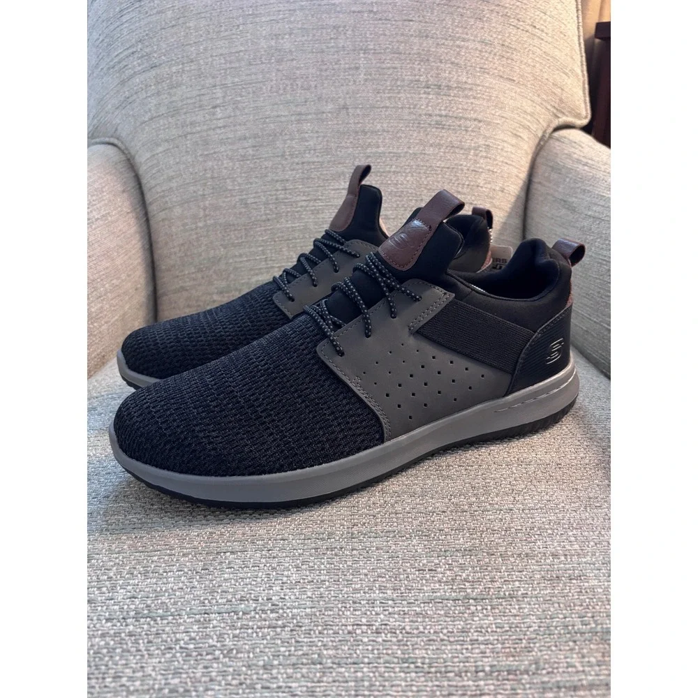 Skechers‎ Delson Camben Mens Black Grey Vegan Sneakers 65474 BKGY Size 12